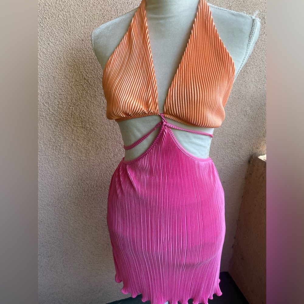 Peppermayo Venus Mini Dress pink and orange NWT